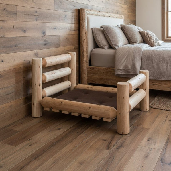 HomeRoots 20" Handcrafted Solid Cedar Pet Bed Frame for Large Dogs - Rustic Dog Sofa with Unique Aesthetic 370366
