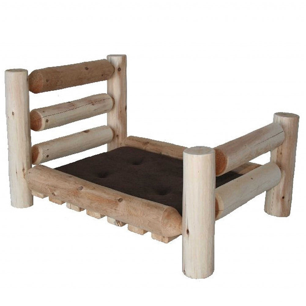 Homeroots Rustic And Natural Cedar Log Large Replica Pet Bed  Wood 370366