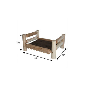 HomeRoots 20" Handcrafted Solid Cedar Pet Bed Frame for Large Dogs - Rustic Dog Sofa with Unique Aesthetic 370366