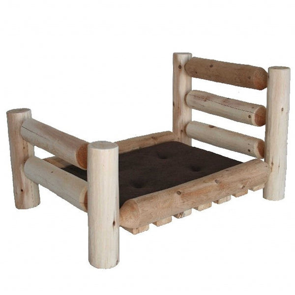 HomeRoots 20" Handcrafted Solid Cedar Pet Bed Frame for Large Dogs - Rustic Dog Sofa with Unique Aesthetic 370366