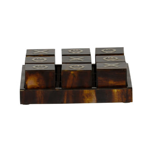 Chelsea House Tic Elegant Tic Tac Toe Tabletop Set With Antique Brass Accents, Polished Pieces, Compact Decorative Game Brown 370370