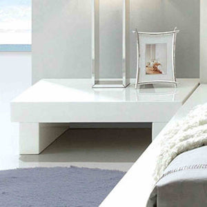 English Elm Contemporary Glam Nightstand Glossy White Lacquer Chrome Legs Dovetail Drawer Bedroom B2741P436969