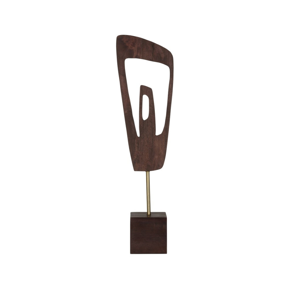 Chelsea House Ashe Sculptural Wood Figure With Marble Base, Mahogany Grain & Antique Brass Accents For Mantels (30"H) 370381