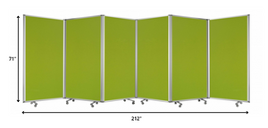 Homeroots 212 X 1 X 71 Green Metal 6 Panel Screen Green Metal 370382