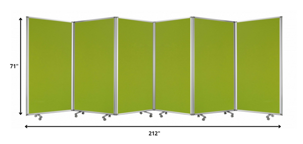 Homeroots 212 X 1 X 71 Green Metal 6 Panel Screen Green Metal 370382