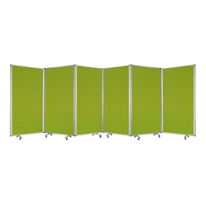 HomeRoots 212 Elegant 6-Panel Accordion Room Divider with Wheels for Flexible Privacy and Stylish Décor Green 370382