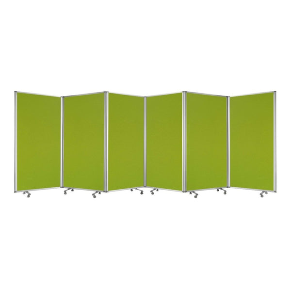 HomeRoots 212 Elegant 6-Panel Accordion Room Divider with Wheels for Flexible Privacy and Stylish Décor Green 370382