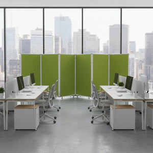 HomeRoots 212 Elegant 6-Panel Accordion Room Divider with Wheels for Flexible Privacy and Stylish Décor Green 370382