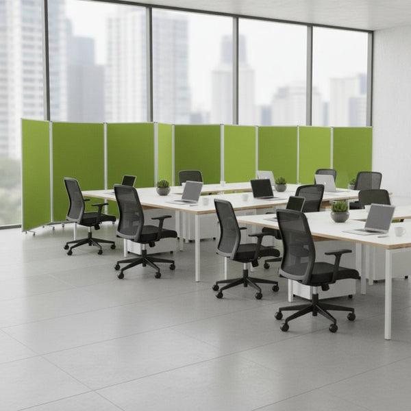 HomeRoots 318" Stylish 9-Panel Accordion Room Divider with Smooth-Rolling Casters for Flexible Privacy Solutions Green 370383