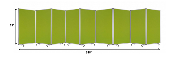 Homeroots 318" X 1" X 71" Green, Metal, 9 Panel, Screen Green Metal 370383