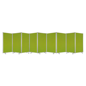 HomeRoots 318" Stylish 9-Panel Accordion Room Divider with Smooth-Rolling Casters for Flexible Privacy Solutions Green 370383