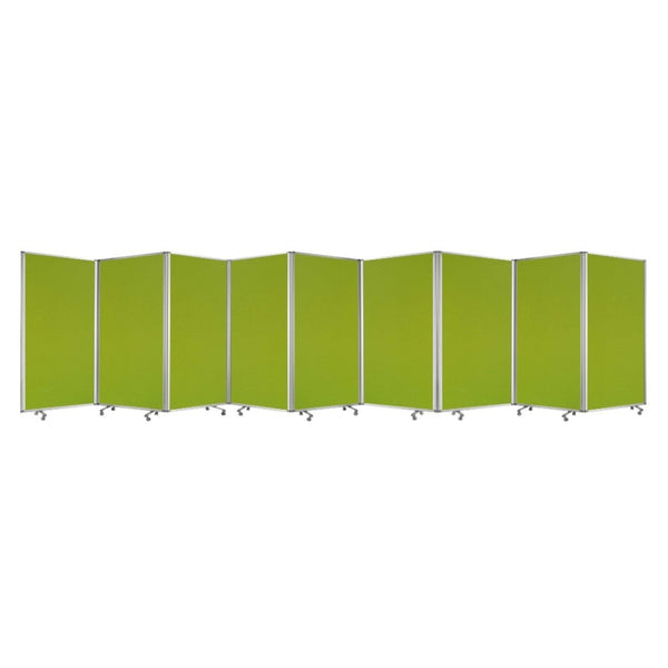 HomeRoots 318" Stylish 9-Panel Accordion Room Divider with Smooth-Rolling Casters for Flexible Privacy Solutions Green 370383