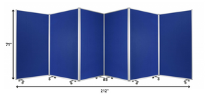 Homeroots 212 X 1 X 71 Blue Metal 6 Panel Screen Blue Metal 370384