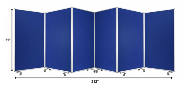 Homeroots 212 X 1 X 71 Blue Metal 6 Panel Screen Blue Metal 370384