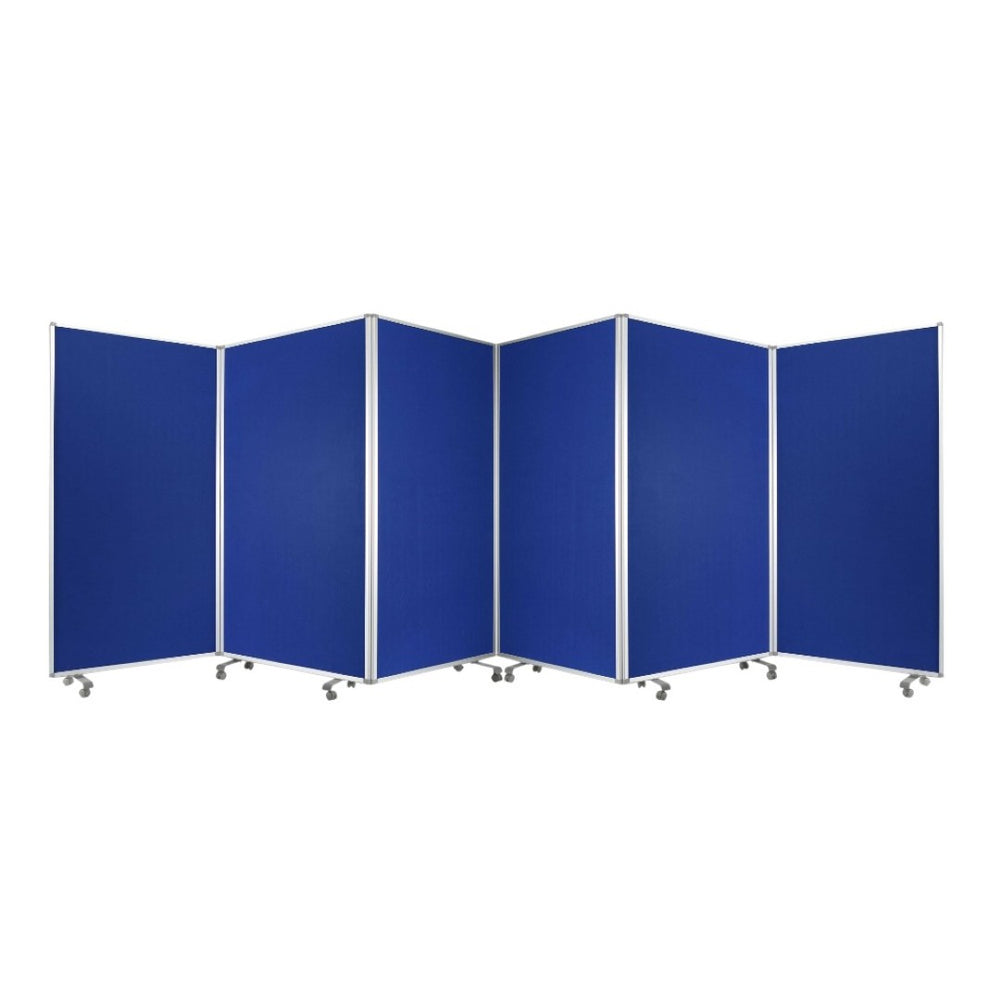 HomeRoots 212 Elegant 6-Panel Accordion Room Divider with Wheels for Flexible Privacy and Stylish Décor Blue 370384