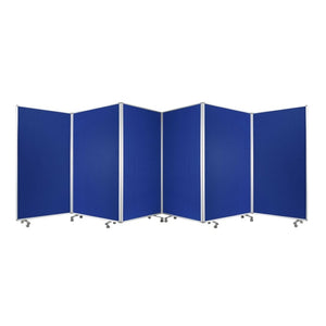 HomeRoots 212 Elegant 6-Panel Accordion Room Divider with Wheels for Flexible Privacy and Stylish Décor Blue 370384