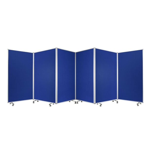 HomeRoots 212 Elegant 6-Panel Accordion Room Divider with Wheels for Flexible Privacy and Stylish Décor Blue 370384