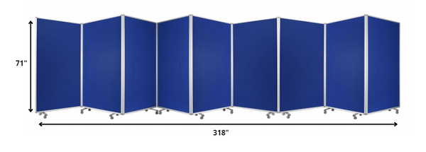 Homeroots 318" X 1" X 71" Blue, Metal, 9 Panel, Screen Blue Metal 370385