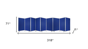 HomeRoots 318" Stylish 9-Panel Accordion Room Divider with Smooth-Rolling Casters for Flexible Privacy Solutions Blue 370385