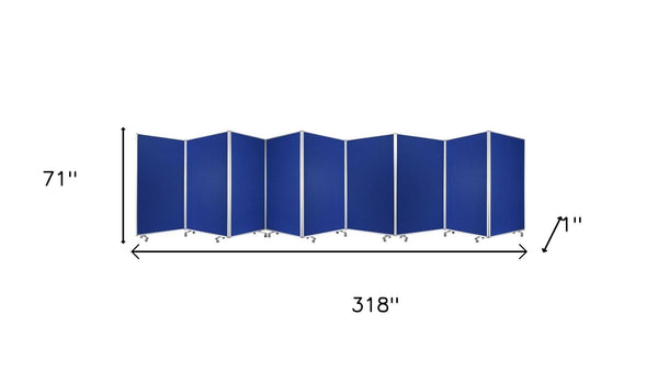 HomeRoots 318" Stylish 9-Panel Accordion Room Divider with Smooth-Rolling Casters for Flexible Privacy Solutions Blue 370385