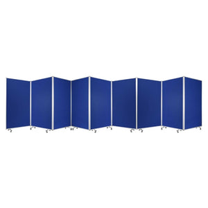 HomeRoots 318" Stylish 9-Panel Accordion Room Divider with Smooth-Rolling Casters for Flexible Privacy Solutions Blue 370385