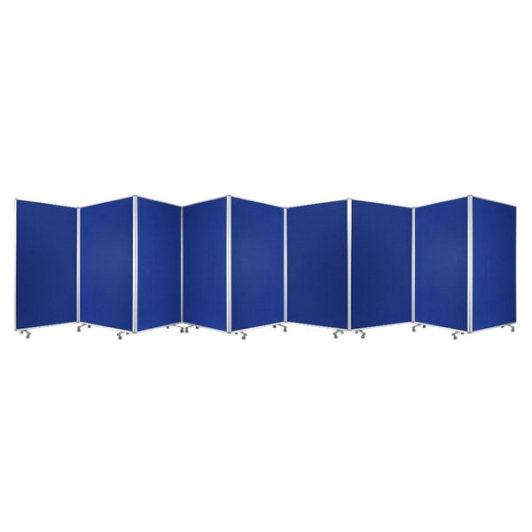HomeRoots 318" Stylish 9-Panel Accordion Room Divider with Smooth-Rolling Casters for Flexible Privacy Solutions Blue 370385