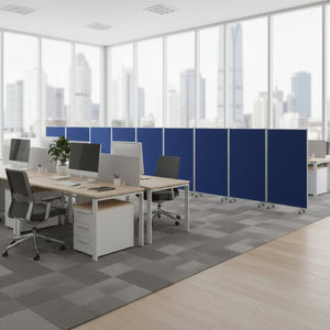 HomeRoots 318" Stylish 9-Panel Accordion Room Divider with Smooth-Rolling Casters for Flexible Privacy Solutions Blue 370385