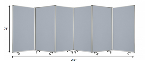 Homeroots 212 X 1 X 71 Metal Grey 6 Panel Screen Gray Metal 370386