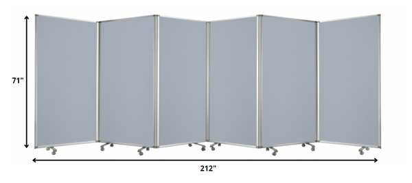 Homeroots 212 X 1 X 71 Metal Grey 6 Panel Screen Gray Metal 370386