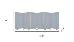 HomeRoots 212 Elegant 6-Panel Accordion Room Divider with Wheels for Flexible Privacy and Stylish Décor Gray 370386