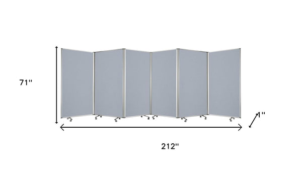 HomeRoots 212 Elegant 6-Panel Accordion Room Divider with Wheels for Flexible Privacy and Stylish Décor Gray 370386