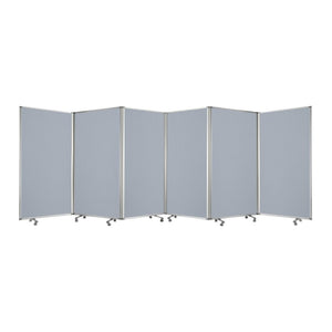 HomeRoots 212 Elegant 6-Panel Accordion Room Divider with Wheels for Flexible Privacy and Stylish Décor Gray 370386