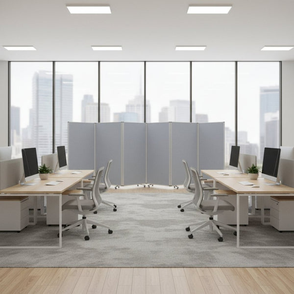 HomeRoots 212 Elegant 6-Panel Accordion Room Divider with Wheels for Flexible Privacy and Stylish Décor Gray 370386