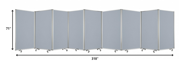 Homeroots 318" X 1" X 71" Metal, Grey, 9 Panel, Screen Gray Metal 370387