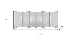 HomeRoots 212 Elegant 6-Panel Accordion Room Divider with Wheels for Flexible Privacy and Stylish Décor Clear 370388