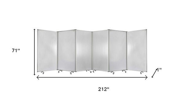 HomeRoots 212 Elegant 6-Panel Accordion Room Divider with Wheels for Flexible Privacy and Stylish Décor Clear 370388