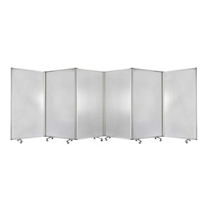 HomeRoots 212 Elegant 6-Panel Accordion Room Divider with Wheels for Flexible Privacy and Stylish Décor Clear 370388