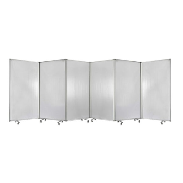 HomeRoots 212 Elegant 6-Panel Accordion Room Divider with Wheels for Flexible Privacy and Stylish Décor Clear 370388