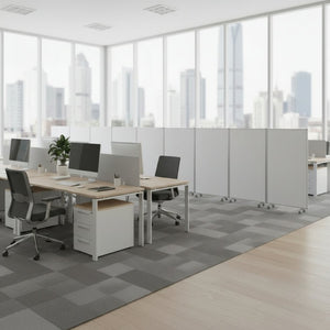 HomeRoots 318" Stylish 9-Panel Accordion Room Divider with Smooth-Rolling Casters for Flexible Privacy Solutions Clear 370389