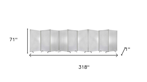 HomeRoots 318" Stylish 9-Panel Accordion Room Divider with Smooth-Rolling Casters for Flexible Privacy Solutions Clear 370389