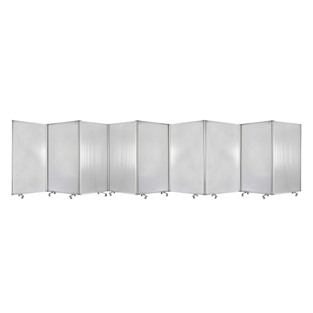 HomeRoots 318" Stylish 9-Panel Accordion Room Divider with Smooth-Rolling Casters for Flexible Privacy Solutions Clear 370389