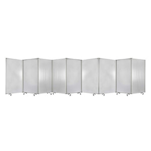 HomeRoots 318" Stylish 9-Panel Accordion Room Divider with Smooth-Rolling Casters for Flexible Privacy Solutions Clear 370389