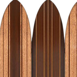HomeRoots Warm Brown Three-Panel Surfboard Room Divider Screen – Coastal Charm for Stylish Spaces & Privacy 370390
