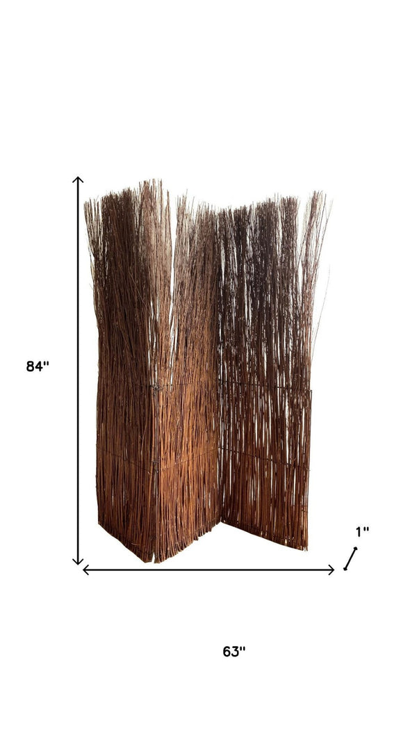 HomeRoots 7' Rustic Willow Branch Three-Panel Room Divider Screen - Elegant Privacy Solution for Cozy Spaces 370391