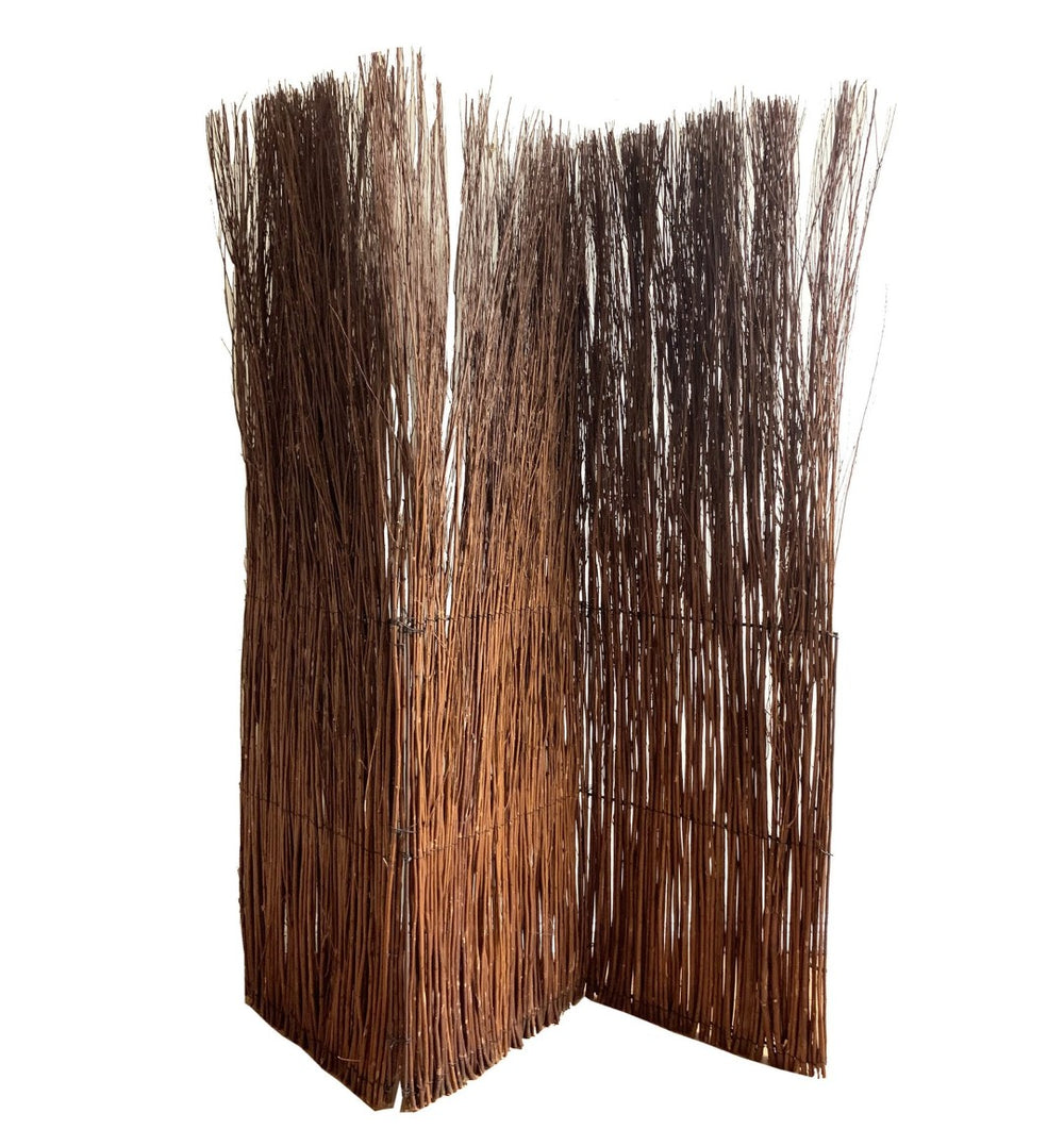 HomeRoots 7' Rustic Willow Branch Three-Panel Room Divider Screen - Elegant Privacy Solution for Cozy Spaces 370391