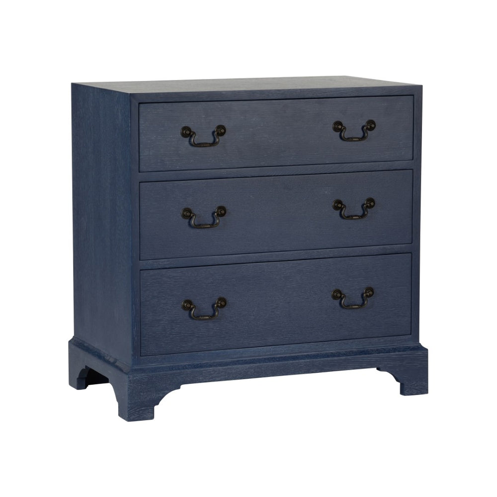 Chelsea House Beaufort Chest Blue Cerused Oak With Brass Pulls — Jamie Merida Design, Versatile Bedside Storage 370392