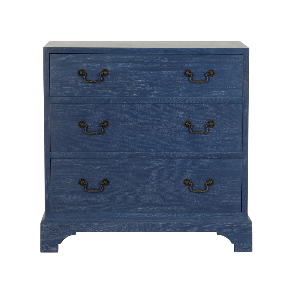 Chelsea House Beaufort Chest Blue Cerused Oak With Brass Pulls — Jamie Merida Design, Versatile Bedside Storage 370392