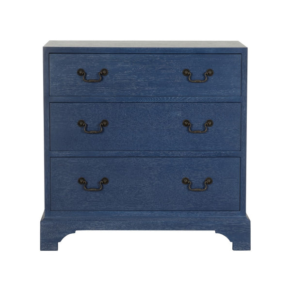 Chelsea House Beaufort Chest Blue Cerused Oak With Brass Pulls — Jamie Merida Design, Versatile Bedside Storage 370392