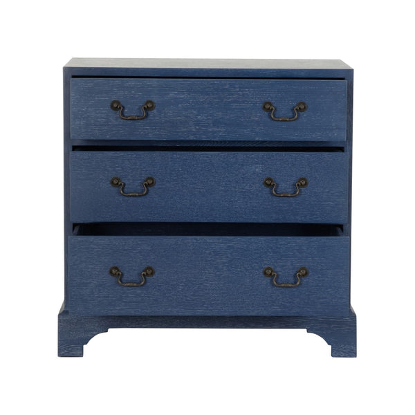 Chelsea House Beaufort Chest Blue Cerused Oak With Brass Pulls — Jamie Merida Design, Versatile Bedside Storage 370392