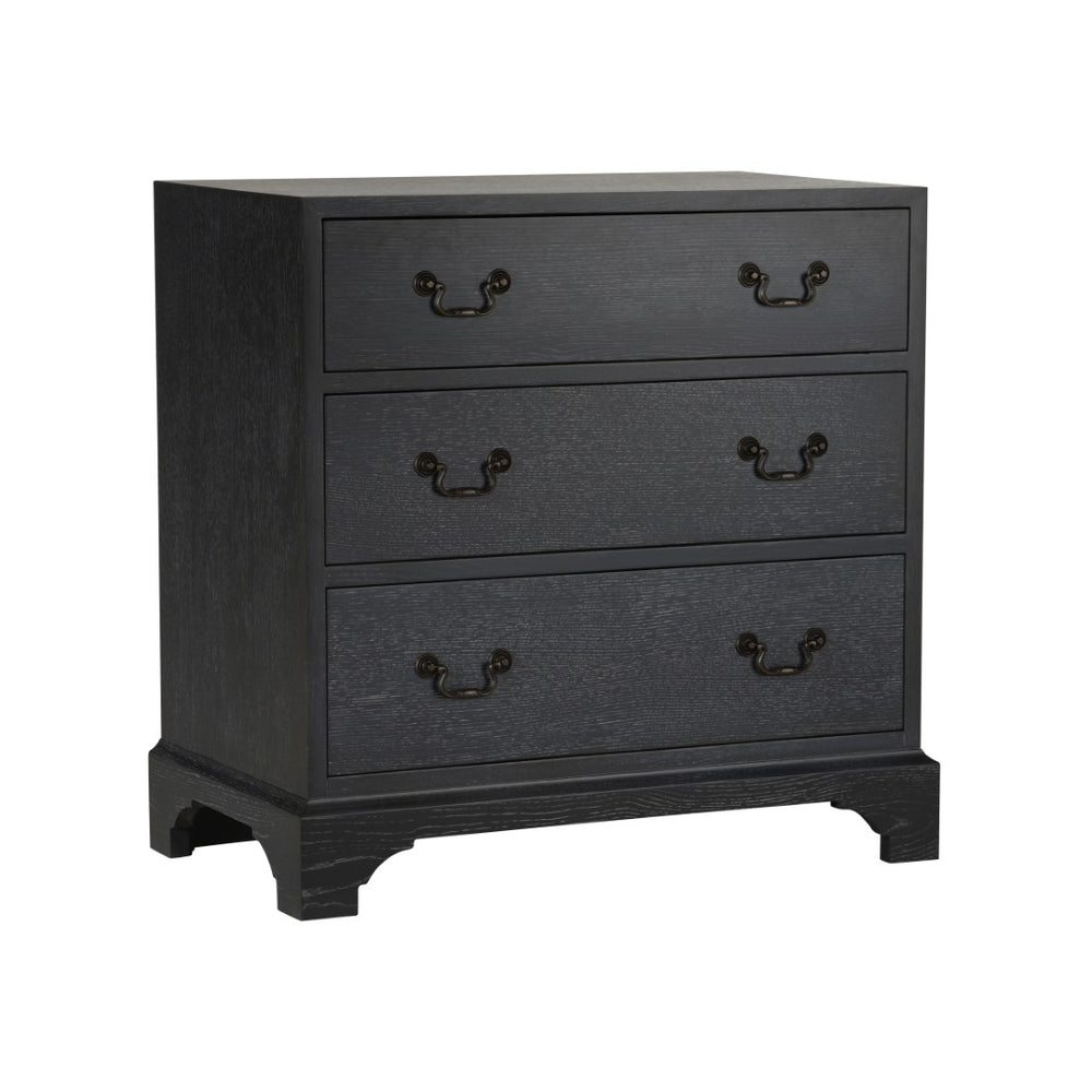 Chelsea House Beaufort Chest In Black Cerused Oak — 18Th-Century Inspired Nightstand With Brushed Nickel Pulls, Storage 370393